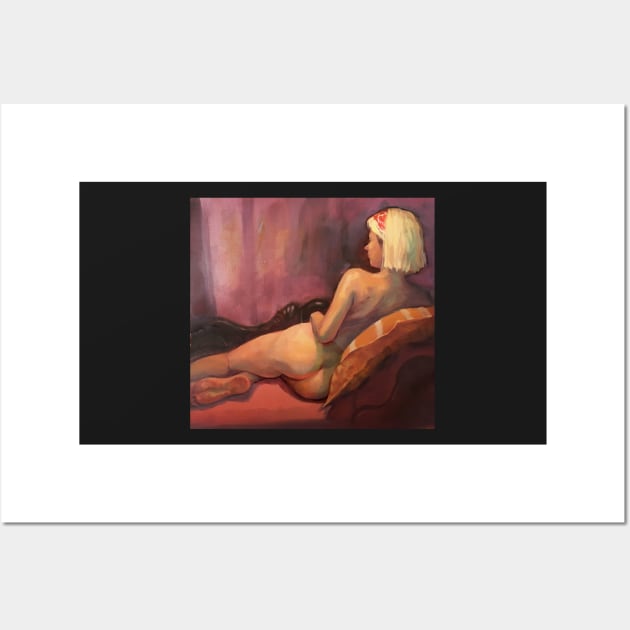 Nude on Chaise Longue ~ oil painting Wall Art by rozmcq